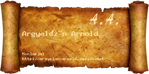 Argyelán Arnold névjegykártya